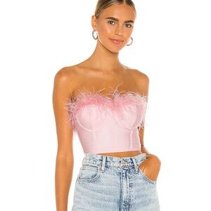 Pink Feathered Strapless Top